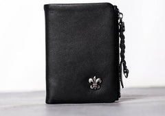 Leather Black Men Slim Small Wallet Bifold billfold Wallet for Men