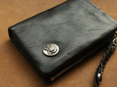 Leather Black Men Slim Small Wallet Bifold billfold Wallet for Men