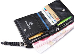 Leather Black Men Slim Small Wallet Bifold billfold Wallet for Men