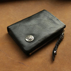 Leather Black Men Slim Small Wallet Bifold billfold Wallet for Men