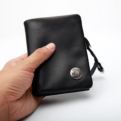 Leather Black Men Slim Small Wallet Bifold billfold Wallet for Men