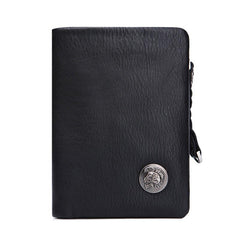 Leather Black Men Slim Small Wallet Bifold billfold Wallet for Men