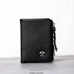 Leather Black Men Slim Small Wallet Bifold billfold Wallet for Men