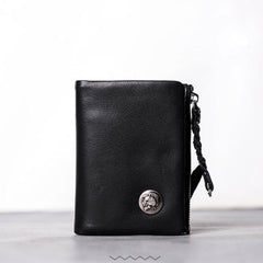 Leather Black Men Slim Small Wallet Bifold billfold Wallet for Men