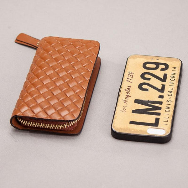 Leather Braided Men Small Key Wallet Bifold Small Keyring Wallet for Men YGU00991083