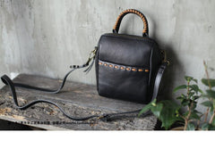 Small Black Bucket Bag With Zipper Cross Body Bucket Bag - Annie Jewel