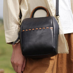 Small Black Bucket Bag With Zipper Cross Body Bucket Bag - Annie Jewel
