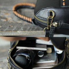 Small Black Bucket Bag With Zipper Cross Body Bucket Bag - Annie Jewel