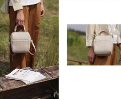 White Leather Bucket Bag Handbags Purses - Annie Jewel