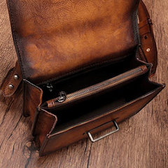 Vintage Womens Rivet Red Leather Small Side Bags Purse Shoulder Crossbody Bags for Ladies