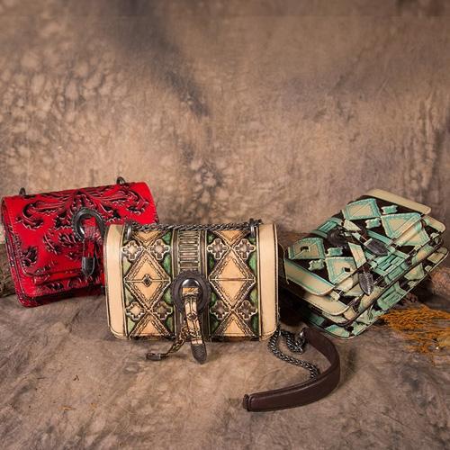 Vintage Womens Small Leather Chain Shoulder Purse Side Bag Green Shoulder Bag Cr DD031501014