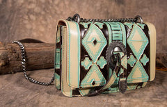 Vintage Womens Small Leather Chain Shoulder Purse Side Bag Green Shoulder Bag Crossbody Bags