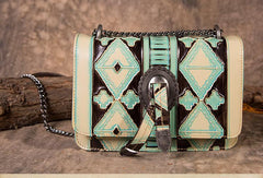 Vintage Womens Small Leather Chain Shoulder Purse Side Bag Green Shoulder Bag Crossbody Bags