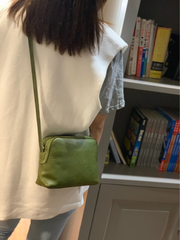 Green Womens Leather Small Green Crossbody Purse Small Satchel Purse Zip Shoulder Bag for Ladies