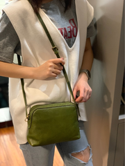 Green Womens Leather Small Green Crossbody Purse Small Satchel Purse Zip Shoulder Bag for Ladies