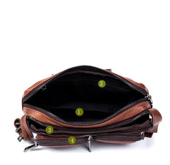 Cool Mens Brown Leather Fanny Pack Waist Bag Hip Pack Black Belt Bag Bumbag for Men