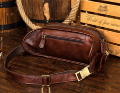 Brown Mens Leather Fanny Pack Waist Bag Hip Pack Black Belt Bag Bumbag for Men
