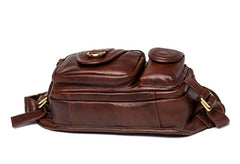 Brown Mens Leather Fanny Pack Waist Bag Hip Pack Black Belt Bag Bumbag for Men