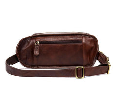 Brown Mens Leather Fanny Pack Waist Bag Hip Pack Black Belt Bag Bumbag for Men