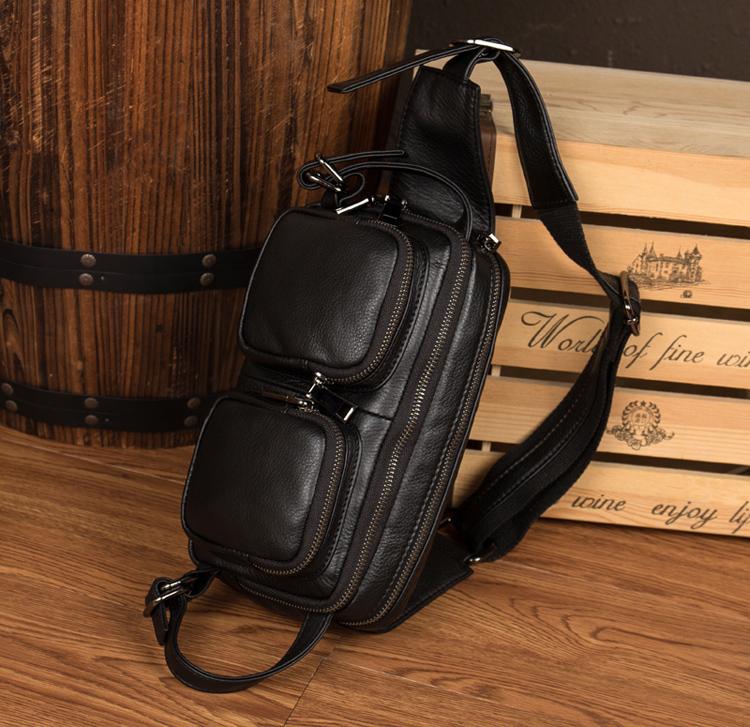 Brown Mens Leather Fanny Pack Cool Waist Bag Hip Pack Black Belt Bag Bumbag for Men