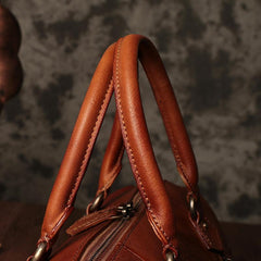 Vintage Womens Brown Leather Boston Handbags Brown Boston Shoulder Handbag Crossbody Bags