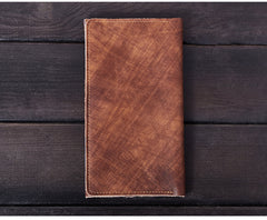 Leather Long Wallet for Men Vintage Bifold Wallet Passport Travel Wallet