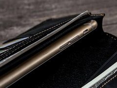 Handmade Leather Long Wallets for Men Travel Wallet Passport Bifold Wallet for Men