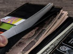 Handmade Leather Long Wallets for Men Travel Wallet Passport Bifold Wallet for Men