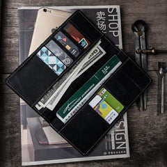Handmade Leather Long Wallets for Men Travel Wallet Passport Bifold Wallet for Men