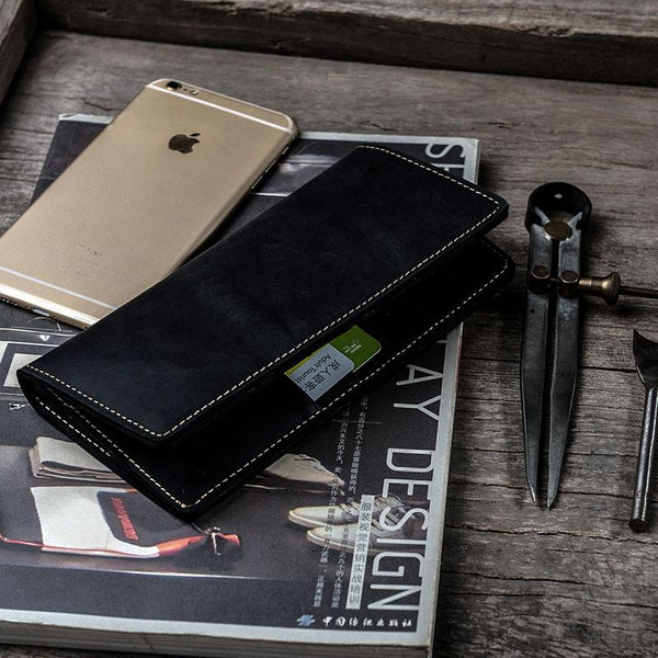 Handmade Leather Long Wallets for Men Travel Wallet Passport Bifold Wallet for M YGU01591051