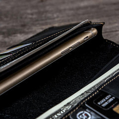 Handmade Leather Long Wallets for Men Travel Wallet Passport Bifold Wallet for Men