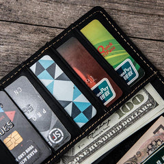 Handmade Leather Long Wallets for Men Travel Wallet Passport Bifold Wallet for Men