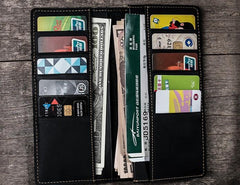Handmade Leather Long Wallets for Men Travel Wallet Passport Bifold Wallet for Men