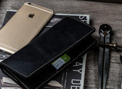 Handmade Leather Long Wallets for Men Travel Wallet Passport Bifold Wallet for Men