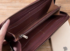 Cool Leather Long Wallets for Men Zipper Long Wallet