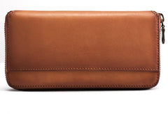 Cool Leather Long Wallets for Men Zipper Long Wallet