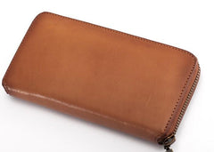 Cool Leather Long Wallets for Men Zipper Long Wallet