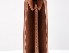 Cool Leather Long Wallets for Men Zipper Long Wallet