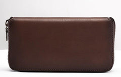 Cool Leather Long Wallets for Men Zipper Long Wallet