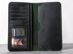 Vintage Leather Long Wallet for men Bifold Vintage Men Long Wallets