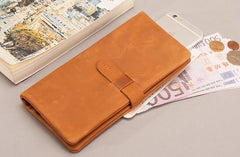 Leather Long Wallets for men Bifold Vintage Men Long Wallet