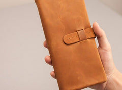 Leather Long Wallets for men Bifold Vintage Men Long Wallet