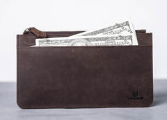 Vintage Leather Long Wallets for men Bifold Men Long Wallets