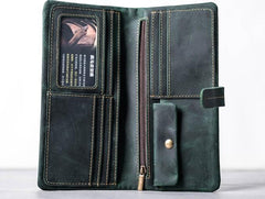 Leather Long Wallets for men Bifold Vintage Men Long Wallet