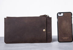 Vintage Leather Long Wallets for men Bifold Men Long Wallets