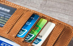 Leather Long Wallets for men Bifold Vintage Mens Long Wallet