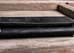 Cool Leather Long Wallets for men Bifold Vintage Men Long Wallets