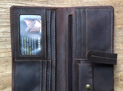 Leather Long Wallets for men Bifold Vintage Men Long Wallet