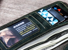 Vintage Leather Long Wallet for men Bifold Vintage Men Long Wallets