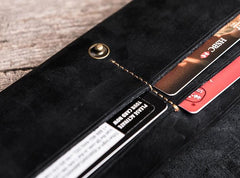 Cool Leather Long Wallets for men Bifold Vintage Men Long Wallets